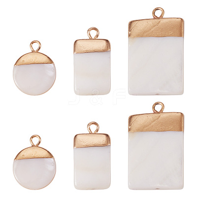 Electroplate Natural Freshwater Shell Pendants SHEL-TA0001-05-1