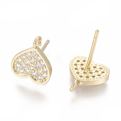 Brass Stud Earring Findings ZIRC-O034-20G-1