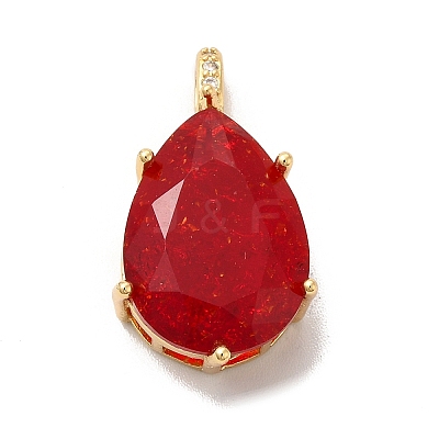 Rack Plating Brass Micro Pave Cubic Zirconia Pendants ZIRC-C002-07G-1