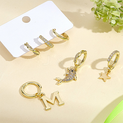 2Bags Brass Micro Pave Clear Cubic Zirconia Hoop Earrings EJEW-PH0001-55-1
