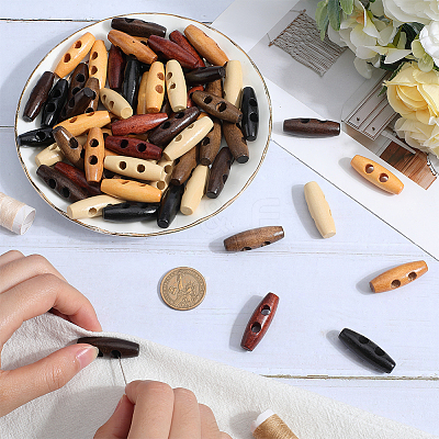 84Pcs 7 Colors Natural Wood Buttons BUTT-GF0003-90C-1