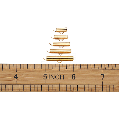 Brass Slide On End Clasp Tubes KK-TA0007-29G-1