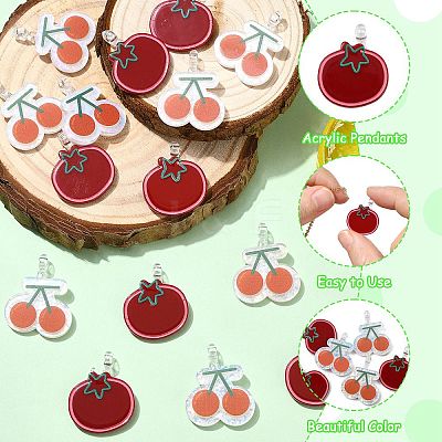 30Pcs 2 Styles Opaque Acrylic Pendants OACR-CJ0002-60-1