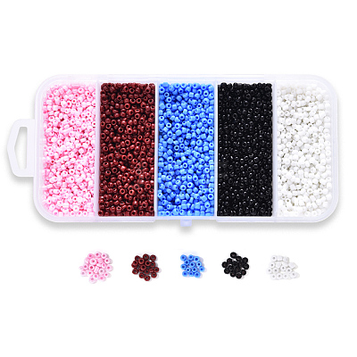 6000Pcs 5 Colors Glass Seed Beads SEED-YW0001-15A-1