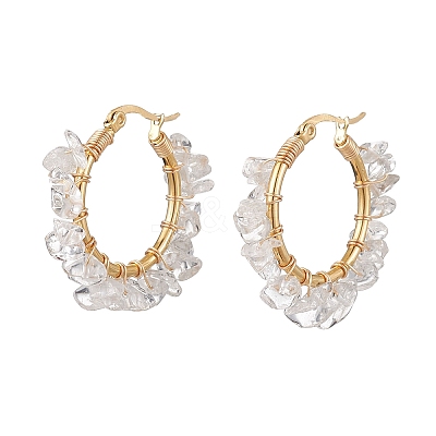 Natural Quartz Crystal Hoop Earring EJEW-JE05709-03-1