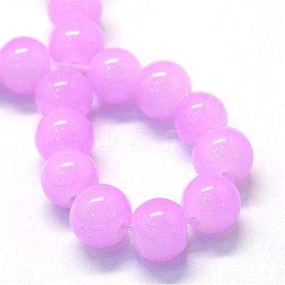 Baking Paint Imitation Jade Glass Round Bead Strands DGLA-Q021-8mm-23-1
