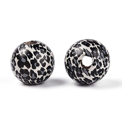 Printed Schima Wood Beads WOOD-N017-01B-1