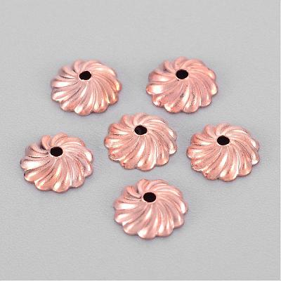 Brass Flower Bead Caps X-KK-O043-02RG-1