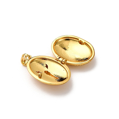 Brass Enamel Locket Pendants KK-K305-05G-1