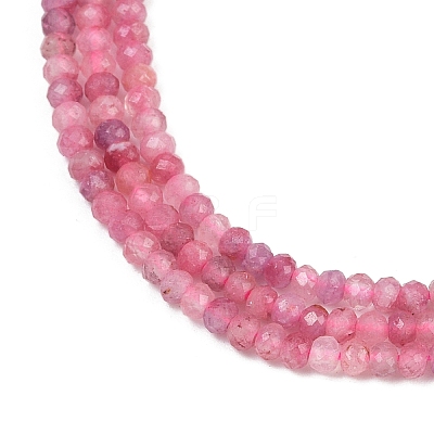 Faceted Rondelle Natural Red Tourmaline Bead Strands G-F289-45-1