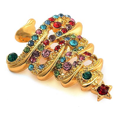 Christmas Theme Alloy Colorful Rhinestone Brooches JEWB-S022-02B-G-1