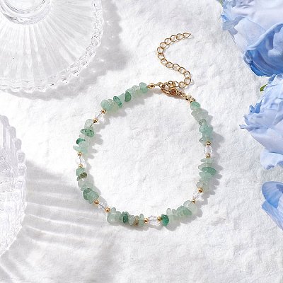 Natural Green Aventurine Chip Beaded Bracelets for Women BJEW-JB11742-07-1