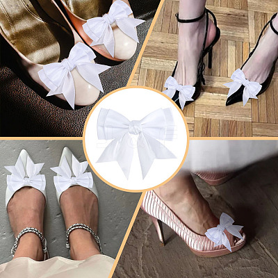 12Pcs Bowknot Polyester Shoe Buckle Clips HJEW-HY00142-1