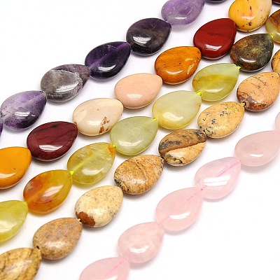 Mixed Style Natural Teardrop Gemstone Beads Strands G-L242-M-1