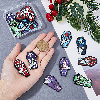 16Pcs 8 Styles Opaque Printed Acrylic Pendants SACR-HY0001-04-1