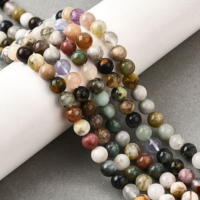 Natural Quartz Crystal & Rhodochrosite & Rose Quartz & Amethyst & Strawberry Quartz & Tourmalinated Quartz/Black Rutilated Quartz Beads Strands G-B143-A01-6mm-1
