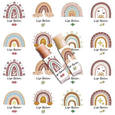 80Pcs 8 styles Paper Lip Balm Adhesive Label Stickers STIC-WH0026-007-1