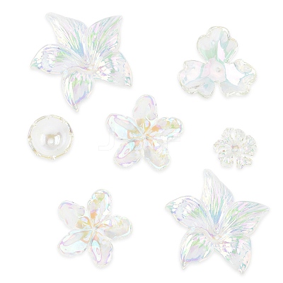 20Pcs 5 Styles UV Plating Acrylic Beads Caps TACR-FS0001-60-1