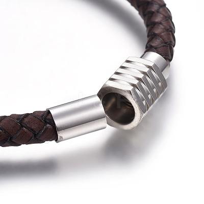 Leather Braided Cord Bracelets BJEW-E352-21P-1