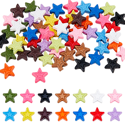 56Pcs 14 Style Spray Painted Alloy Beads FIND-FH0007-83-1