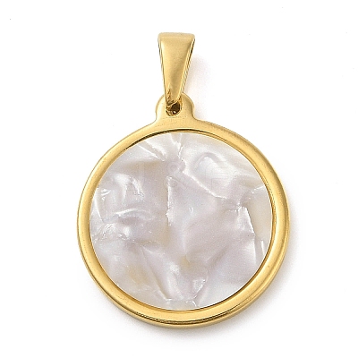 Resin Imitation White Shell Pendants STAS-R229-10F-G-1