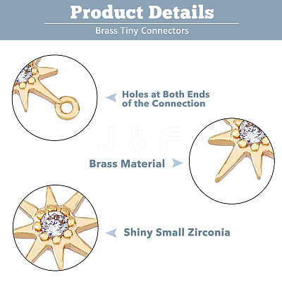 20Pcs 2 Colors Brass Clesr Cubic Zirconia Connector Charms FIND-HY0001-20-1