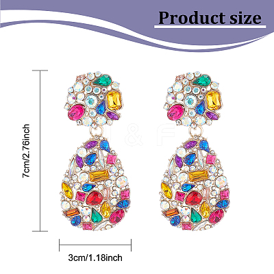 2 Pairs 2 Colors Rhinestone Teardrop Dangle Stud Earrings EJEW-AN0001-95-1