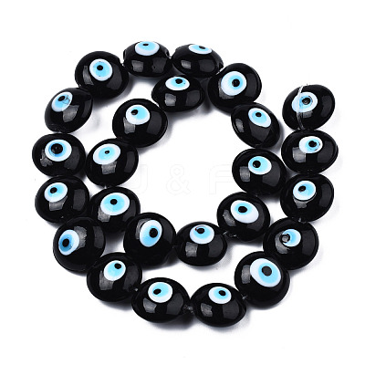 Handmade Evil Eye Lampwork Beads Strands LAMP-N029-009B-1