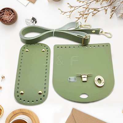 1 Set Handmade PU Leather Crochet Shoulder Bag Accessories Kits PURS-CL0001-37A-1