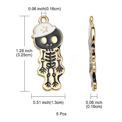5Pcs Alloy Enamel Pendants ENAM-YW0001-49B-1