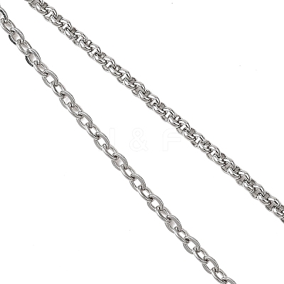 304 Stainless Steel Cable Chain Rolo Chain Bracelet Making AJEW-JB01459-02-1