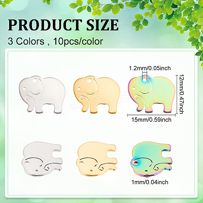 30Pcs 3 Colors 304 Stainless Steel Charms STAS-DC0011-92-1