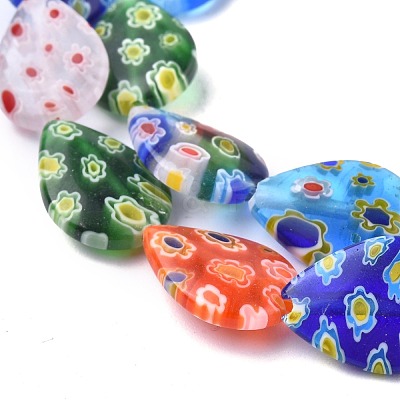 Handmade Millefiori Glass Beads Strands LK-R004-08-1