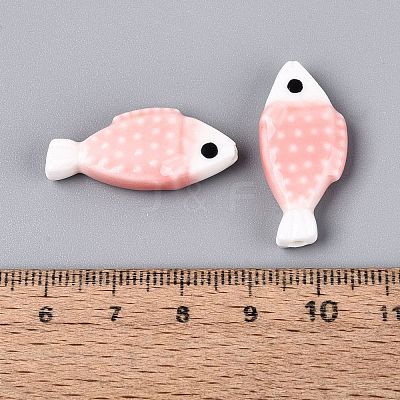 Hand Painted Fish Shaped Porcelain Beads PORC-N013-06B-1