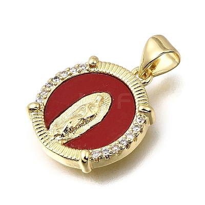 Religion Brass & Clear Cubic Zirconia & Acrylic Pendants KK-G602-05B-04-1