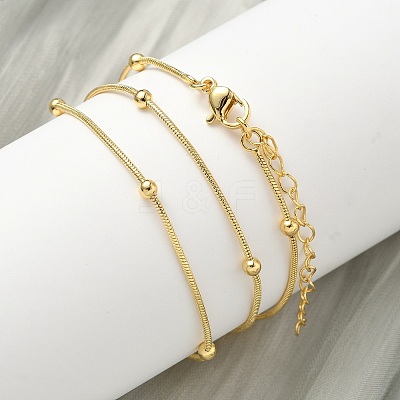 1.2MM Brass Ball Round Snake Chain Necklaces for Women Men NJEW-F350-03G-1