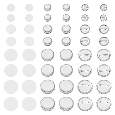100 Sets 4 Styles Flat Round Sublimation Blank Badge Button Parts DIY-TA0013-64-1
