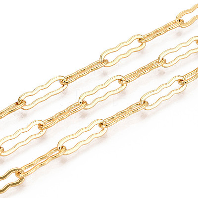 Brass Wavy Rectangle Link Chains CHC-T018-46G-1