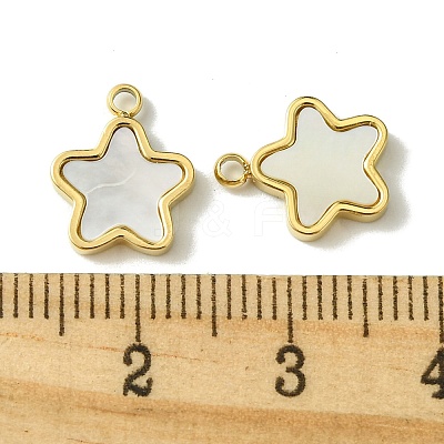 Ion Plating(IP) 304 Stainless Steel Pave Shell Star Charms X-FIND-Z028-26G-1