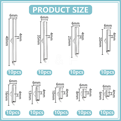 90Pcs 9 Styles Brass Slide On End Clasp Tubes KK-WR0001-36S-1