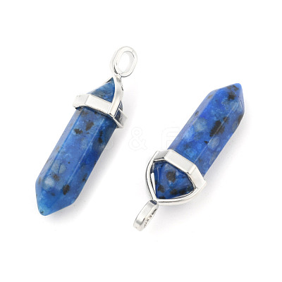 Natural Dalmatian Jasper Double Terminated Pointed Pendants G-F295-04O-1