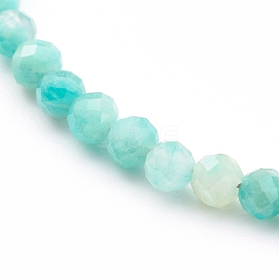 Faceted Natural Amazonite Beaded Bracelets for Women BJEW-JB05928-04-1