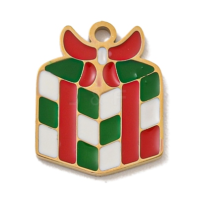 Christmas Theme 304 Stainless Steel Enamel Charms STAS-Z093-02D-1