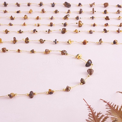 Natural Tiger Eye Chips Beaded Chains CHC-SZ0001-62J-1