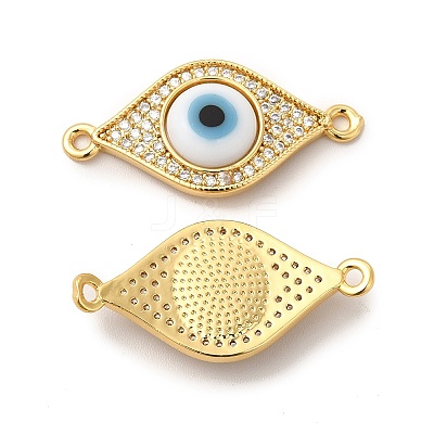 Rack Plating Real 18K Gold Plated Brass Micro Pave Clear Cubic Zirconia Connector Charms ZIRC-L102-02G-05-1