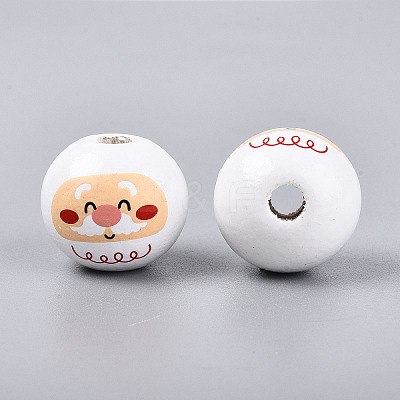 Christmas Spray Painted Schima Wood Beads WOOD-T032-38B-1