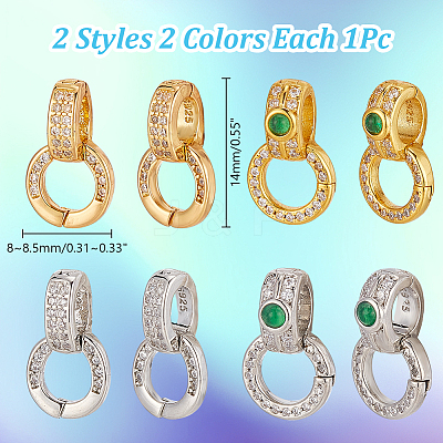 4Pcs 4 Styles Brass with Cubic Zirconia Pendant Bails KK-AR0001-84-1
