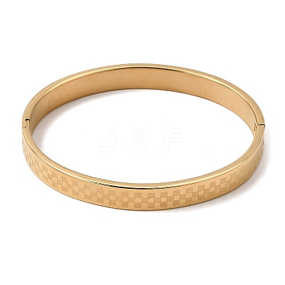 304 Stainless Steel Tartan Textured Hinged Cuff Bangles for Women SA-CBAC920-10G-1