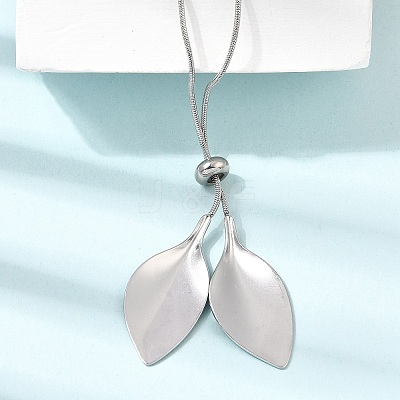 Adjustable 304 Stainless Steel Leaf Pendant Lariat Necklaces for Women SA-CBAB727-03P-1