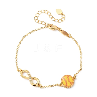 Sports Brass Micro Pave Cubic Zirconia Infinity Link Bracelets LS-BJEW-D386-01D-G-1